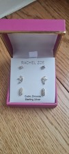 Rachel Zoe Sterling Silver & cubic zirconia earrings x 3 BNIB