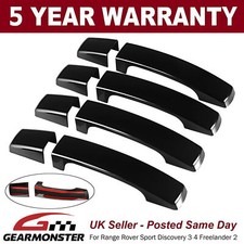 GLOSS BLACK DOOR HANDLES COVERS FOR LAND ROVER SPORTS FREELANDER 2 DISCOVERY 3