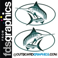 Pair of full colour Bayliner Trophy Marlin stickers/decals (green)