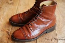 Alfred Sargent Tan Brown Bonded Leather Derby Boots Shoes UK 9.5 US 10.5 EU 43.5