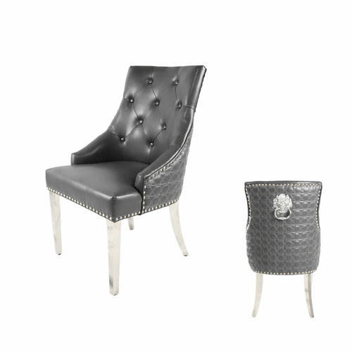 Roma grey leather dining - pu,