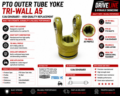 Pto outer tube yoke - yoke, tri-wall