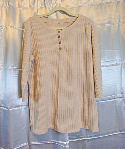 Beige ribbed knit jumper - beige,