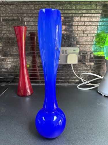 Vintage swedish mcm blue glass - mcm,