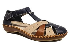 Rieker Ladies Fastening Strap Blue/ Brown Comfort Summer Sandals