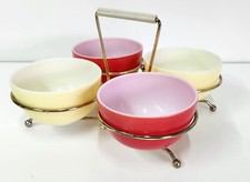 Vintage Pyrex Condiment Serving 4 Bowls, Orange, Yellow, Serving Set