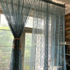 Floral Lace Net Curtain Home Room Kitchen Door Window Decor Retro Single Panel
