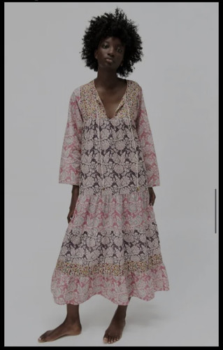 Zara cotton patchwork kaftan - patchwork,