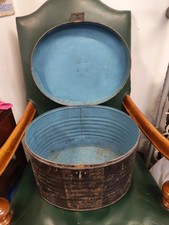 Antique Victorian Metal Campaign Top Hat Box C1880s Original