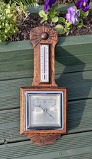 Vintage Oak & Chrome Barometer