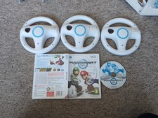 Mario Kart Nintendo Wii With Instructions & 3x Official Nintendo Steering Wheels