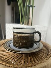 Vintage German Cup & Saucer CERAMANO CONZEPTION Mid Century Modern Brown & Blue