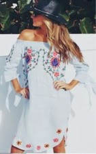 ZARA Light Blue Linen Dress