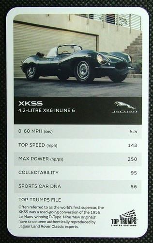 Info card jaguar car xkss - x,