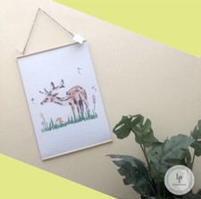 LP Style House Woodland Deers A3 Home Hanging Wall Decor Scroll Print UK  Gifts 
