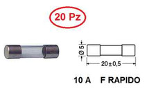 CS 4804/20 FUSE 5 X 20 GLASS 10 TO F FAST PACK OF 20 PC