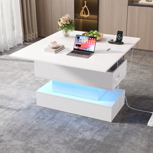 Lift top coffee table led - coffee,