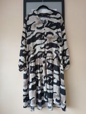 New No Tag Frank Usher Printed Swing Dress Taupe Mix Size L 