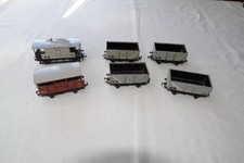 RAKE HORNBY DUBLO 3-RAIL WAGONS BRAKE VAN CATTLE WAGON 3x 7-PLANK MINERAL OPEN