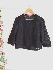 STUNNING JACQUES VERT BLACK Organza & Tapework Sheer Cocktail Formal Jacket 14