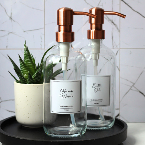 Clear glass soap dispenser