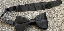 Mens Matalan Black Plain Solid Bow Tie Dickiebow Smart Formal Event Tie Gents