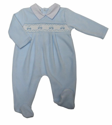 Boys blue velour sleepsuit - boys,