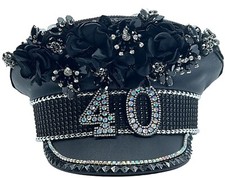 Womens 40th Birthday Rhinestone Hat Party 40 Girls Captains Flower Hat Festival