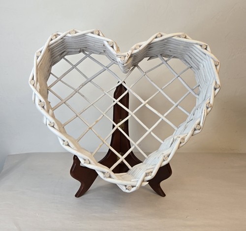 Vtg handcrafted white rattan - handcrafted,