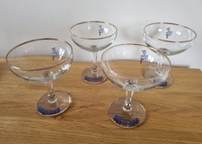 4 original retro 1950s white fawn Babycham glasses