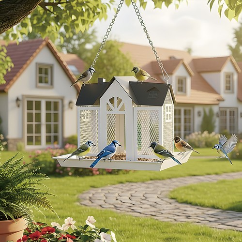 Hanging metal bird - hanging, house