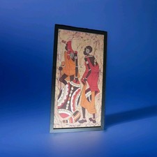 VINTAGE FRAMED PRINT ON FABRIC BATIK ART SIGNED J.M.THAIRO 88 AFRICAN ART