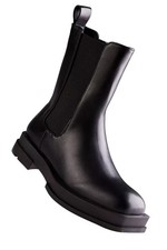 Women's Black Square-Toe Ankle Boots Ankle High Low Heeled Flat Shoes Zip Shoes