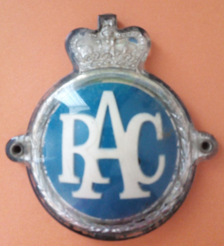 Vintage rac car grille badge - rac,