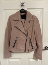 All Saints Dalby Women's Leather Jacket UK 12 Pink BNWOT
