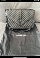 YSL Saint Laurent Black Leather College Bag Medium