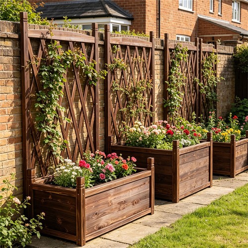 Raised garden bed trellis - bed, w/