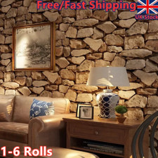 3D Effect Stone Wallpaper Realistic Slate Stone Textured Livingroom Wallpaper 6X