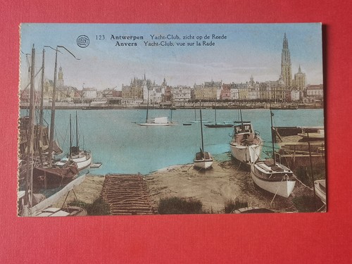 Old postcard antwerp yacht - old,
