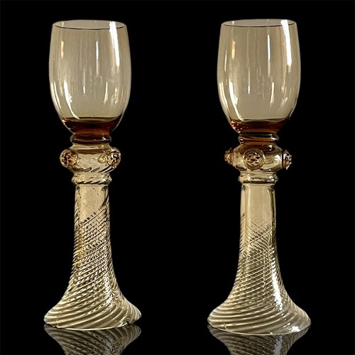 Pair antique amber - amber, glass