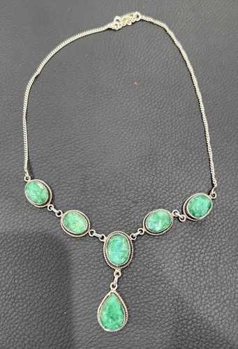 Necklace emerald boho sterling - necklace,