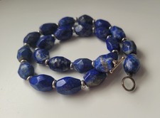 Vintage Faceted Lapis Lazuli Necklace – Hand Cut Beaded