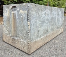 Vintage Rectangle Riveted Galvanised Metal Planter Rain Water Tank Butt Trough