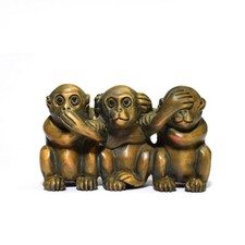 Netsuke Three Monkeys Japanese Boxwood carved Antique Edo Era Ojime Inro 0625