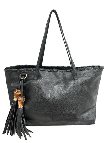 Gucci leather tote bag bamboo - gucci,