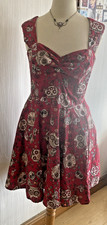 SIZE L 12 HELL BUNNY RED DAY OF THE DEAD SKULL SHORT 50S STYLE SWING DRESS