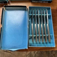VINTAGE RETRO VINERS CHELSEA STEEL CUTLERY SET IN BOX – 6 KNIVES