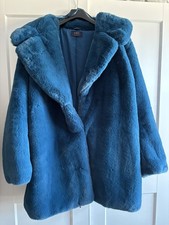 Marks & Spencer  faux fur blue  coat  Size 20 