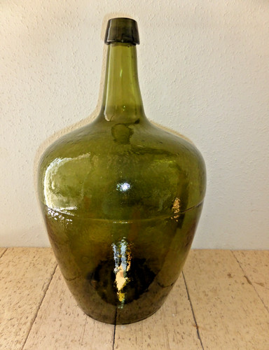 Antique french glass demijohn - antique,