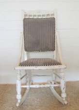 Unusual Vintage Rocking Chair Upholstered Furniture Upcycled, Shabby Chic